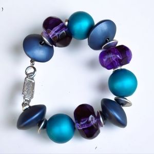 Vintage YSL Blue and purple repurposed necklace